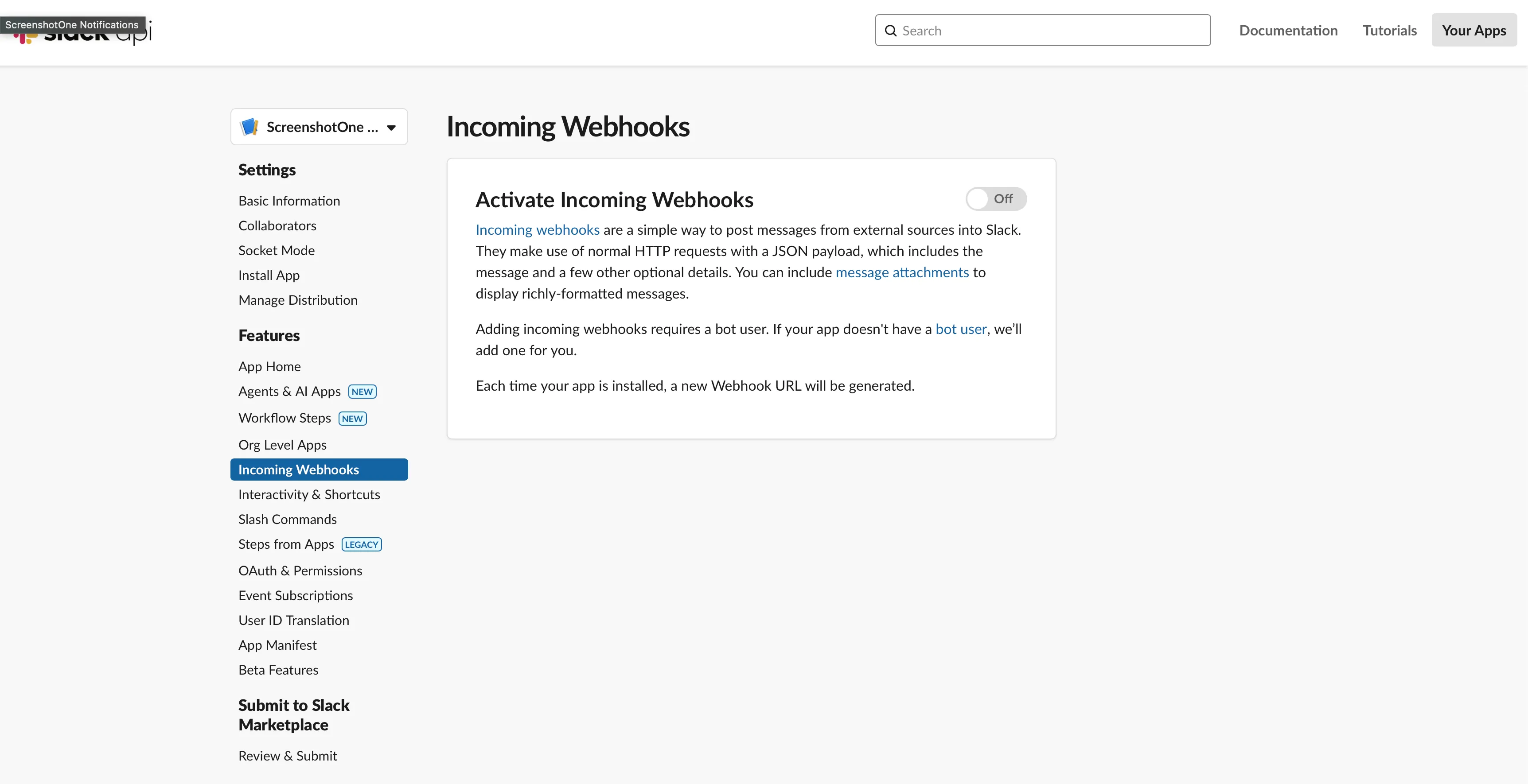 Enable incoming webhooks