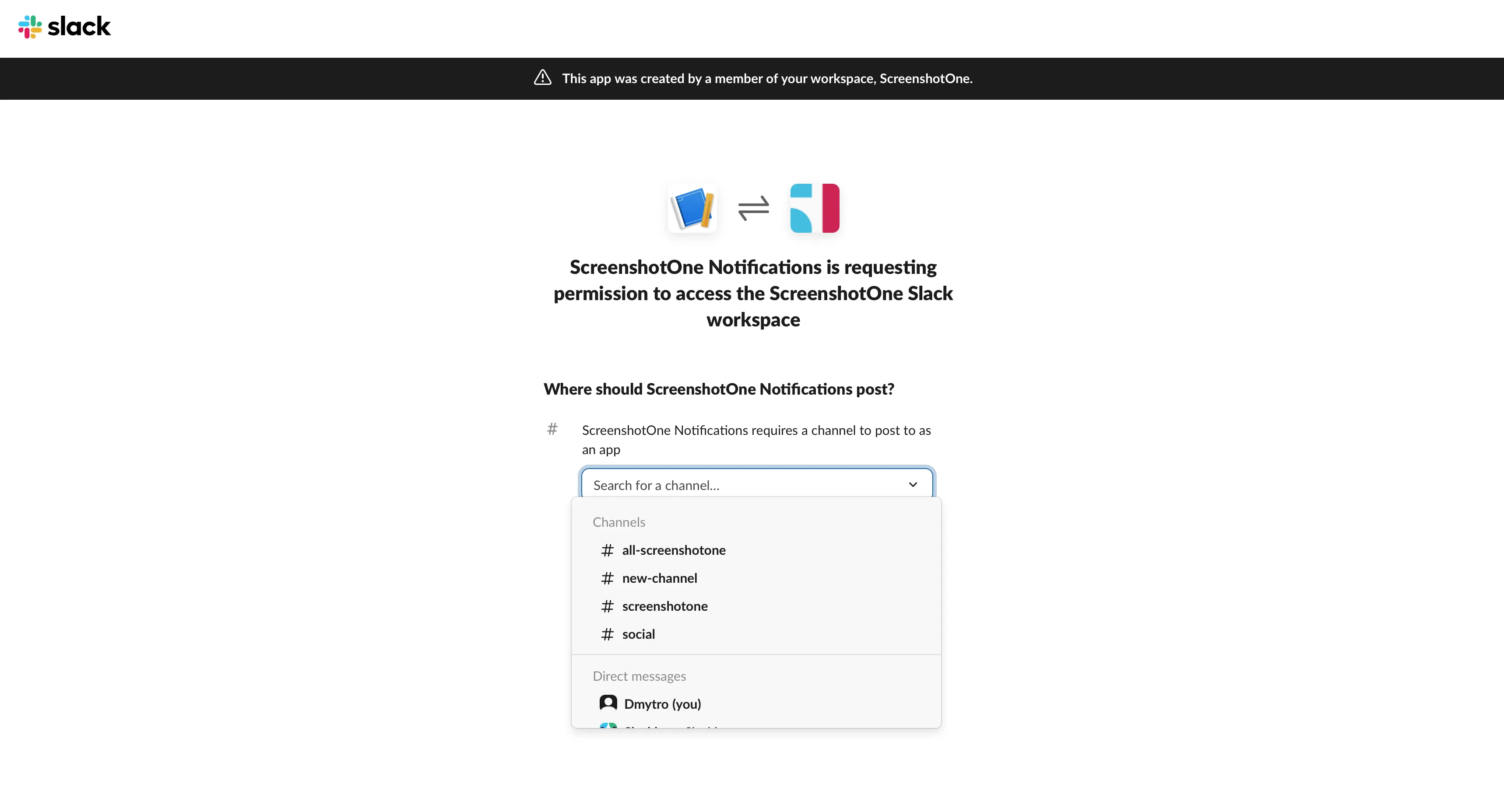 Incoming webhook channel