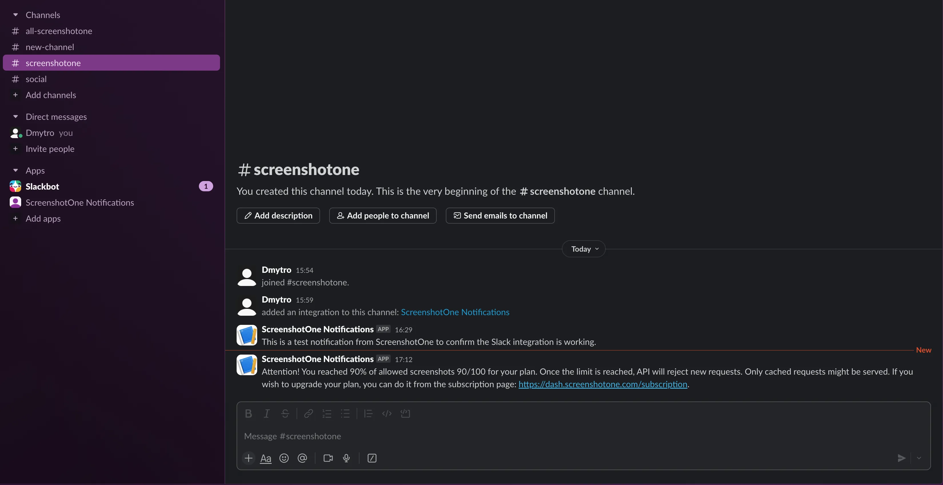 Limit example message