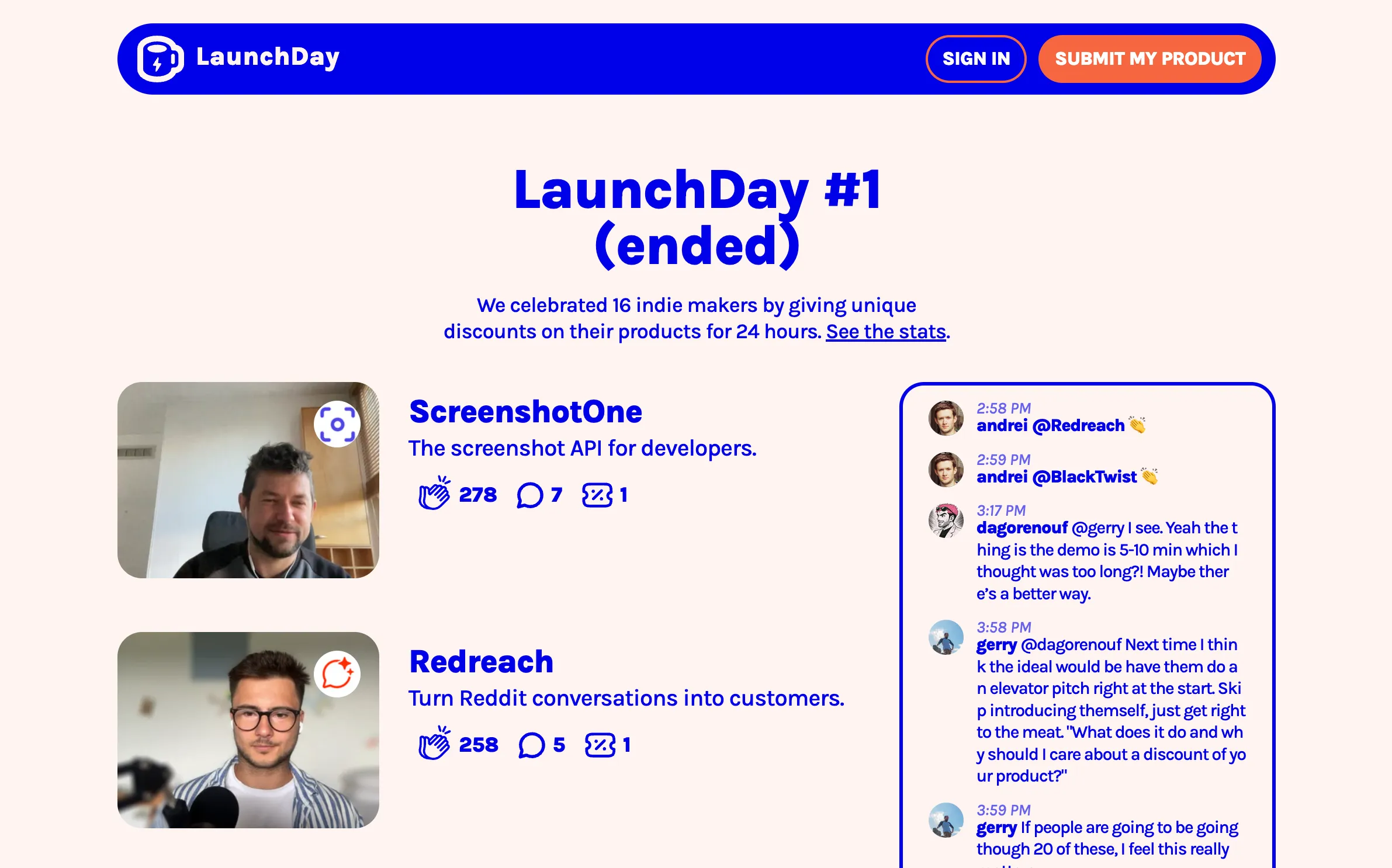 ScreenshotOne on LaunchDay
