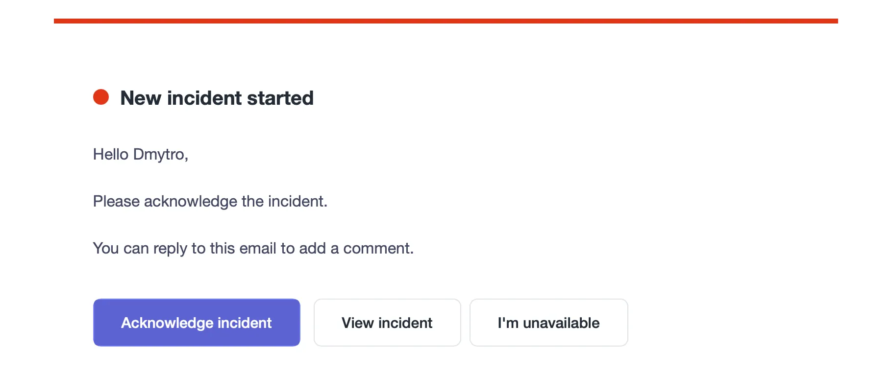 New incident started