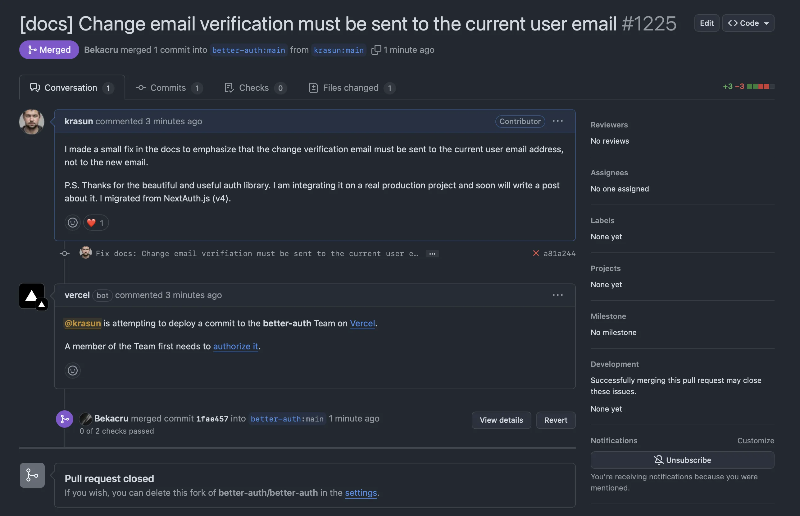 Contribution to Better Auth