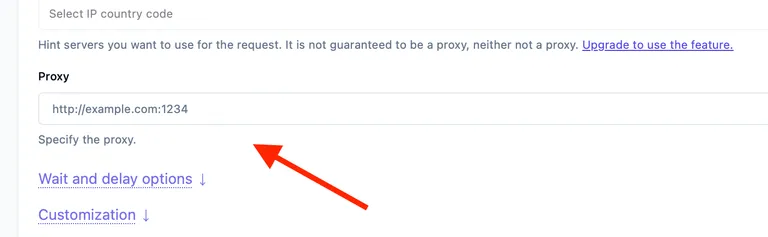 Proxy option in the ScreenshotOne Playground