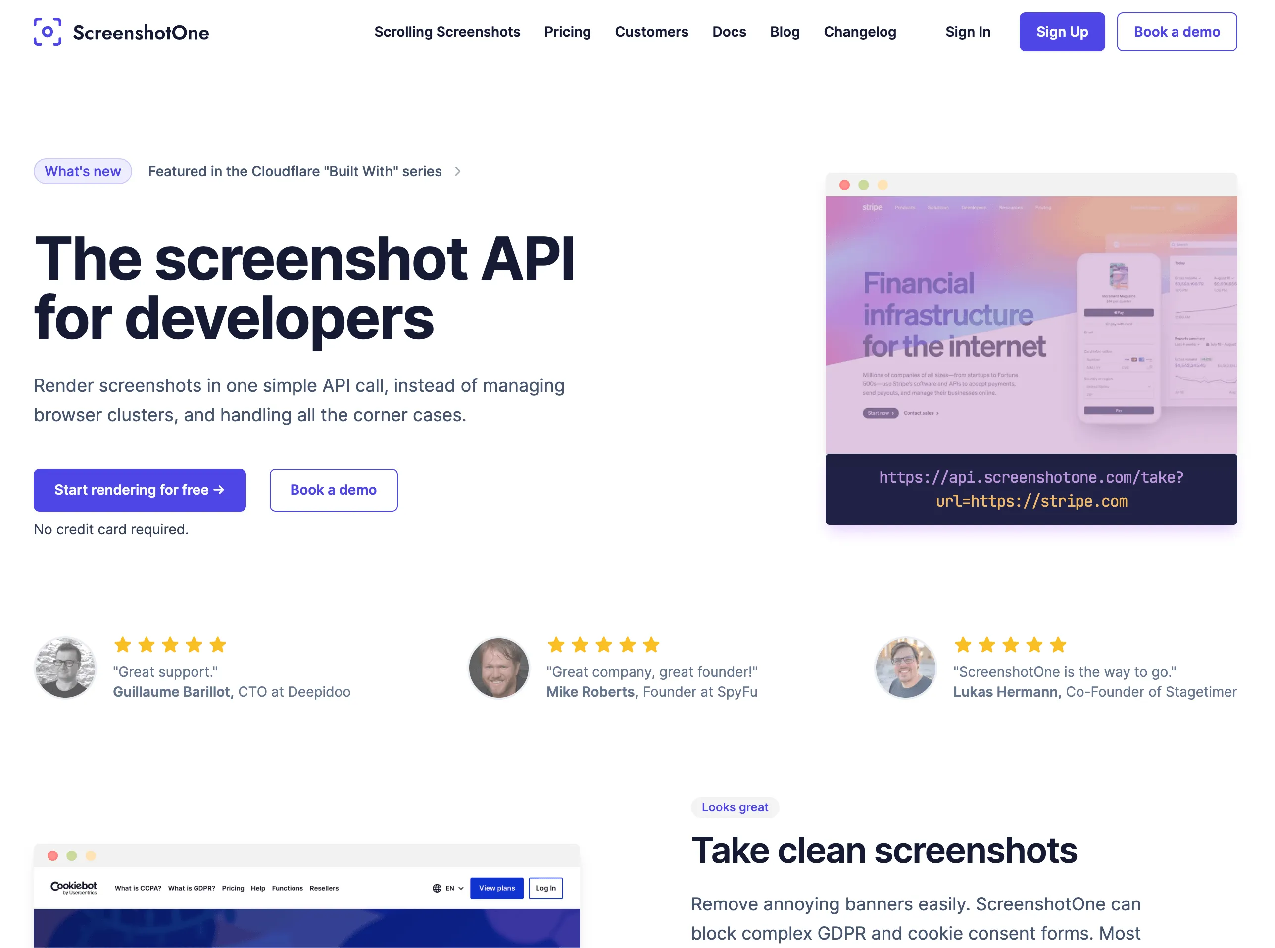 ScreenshotOne.com landing page