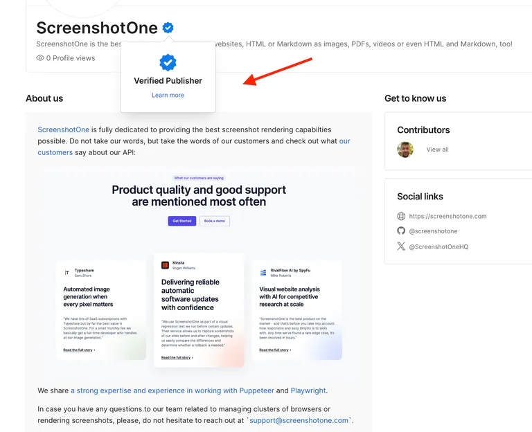 ScreenshotOne on the Postman Public API Network